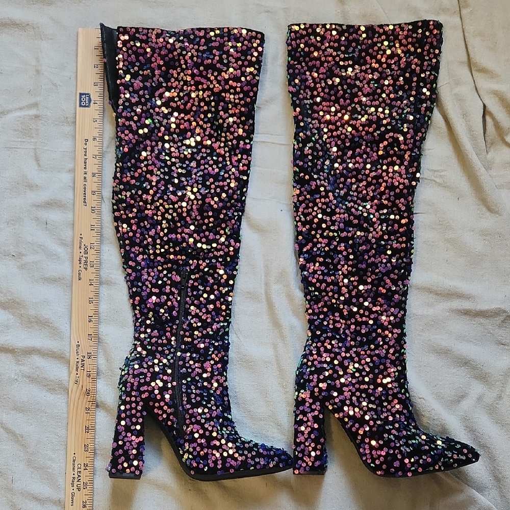 Sparkling Over the Knee Sequin Boots